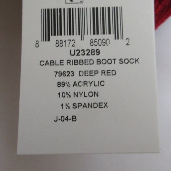 HUE Cable Ribbed Crew Length Boot Socks 2 Pack Black / Red One Size Made in USA - Picture 6 of 15